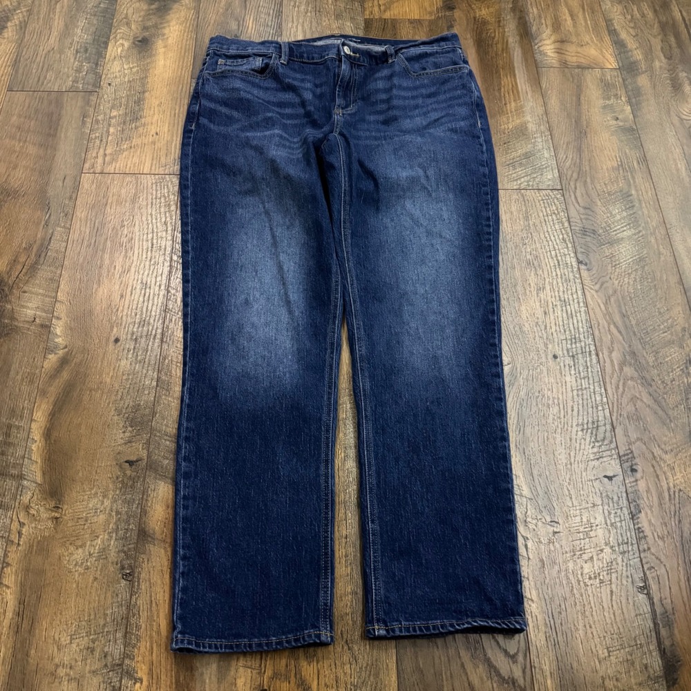 Old Navy Wow Boyfriend Jeans Womens 14 Mid-Rise Dark Wash Denim Straight‎ Leg